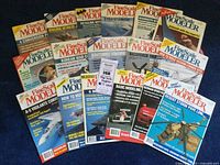 17 Fine Scale Modeler magazines arranged with visible colorful covers showing aircraft, military vehicles, and model subjects.
