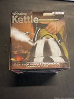 Front side of the Pykal whistling kettle box showcasing the kettle and branding.