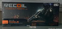 Box front view of Recoil SR-12 Rogue Laser Tag Blaster showing branding, artwork and Bluetooth feature
