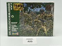Front box cover of the Revell 1/72 scale WWII US paratroopers plastic model kit number 02517 showing detailed artwork of US soldiers in battle action on the front of the sealed box.
