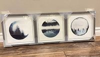 All three framed prints side by side with packaging