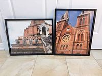 Both framed prints side by side on floor