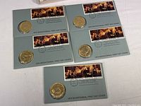 Five 1976 Bicentennial First Day Covers each with medal arranged flat, showing stamps and medals