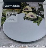 Box packed Craft Kitchen porcelain large serve platter with branding and product description visible.