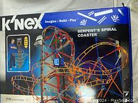 Front of box showing K'Nex Serpent's Spiral Coaster artwork and piece count 1114.