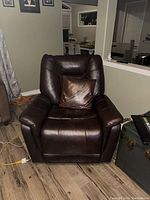 Front view of recliner in upright position