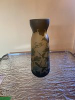 Front view of the Gallé cameo vase showing floral cameo design and signature.