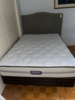 Front view of mattress, boxspring and headboard