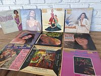 Full view of all 10 vinyl record albums laid out, showing front covers with various artists and genres including opera and popular music.