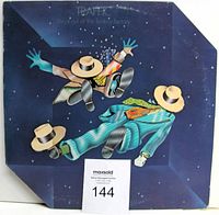 Front view of the vinyl LP album jacket showing the unique die-cut and illustrated cover art of floating figures in colorful attire set against a dark starry background.