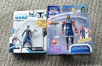 Star Wars Padmé Amidala action figure in unopened package poses facing forward with staff and blaster.