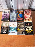 Front covers of 8 Stephen King books displayed, showing titles and cover art clearly.