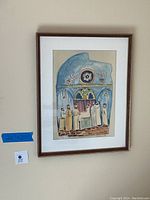 Full view of the painting in frame with size label (25x20).