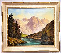 Full view of painting and frame, showing composition and color palette