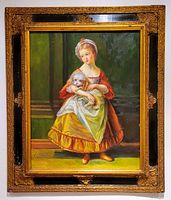 Full front view of painting and frame showing the entire artwork and frame details.
