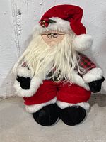 Full view of Santa Claus plush showing outfit and size