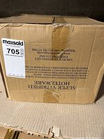 Closed cardboard box labeled Churchill, contains restaurant style bowls per seller description