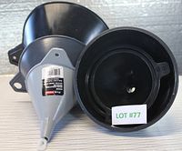 Six plastic funnels including TEKTON 2-in-1 funnel set with label LOT #77