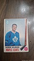 Front of 1969 OPC Norm Ullman hockey card showing player image and team details