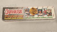 Photo of full sealed 1991 Donruss baseball collector set box with images and text on front
