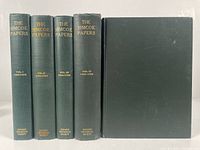 Five volumes of The Simcoe Papers in green cloth cover, spines visible showing gold embossed titles and volume numbers.