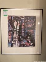 Full view of the framed signed artwork by Yossi Stern showing the entire piece including matting and frame.