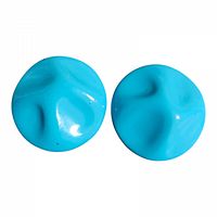 Front view of the pair of clip-on earrings showing the bright turquoise blue domed surface with a rounded smooth texture.