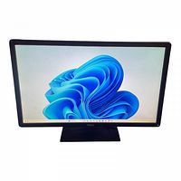 Front view of Dell 24 inch widescreen LCD monitor powered on showing Windows desktop screen.