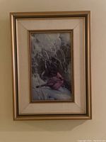 Full view of the framed Robert Bateman cardinal print measuring approximately 15x11 inches.