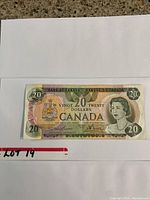 Front side of a 1979 Canadian $20 banknote showing the full banknote on a white background.