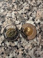 Two 1999 Canadian $2 coins front view showing polar bear design and Nunavut inscription.