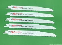 Five ToolTech Xpert reciprocating saw blades with 8-10 TPI metal demolition teeth, laid side by side showing branding and blade features.