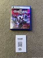 Front cover of PS5 game case for Marvel Guardians of the Galaxy showing cover artwork and PlayStation 5 branding.