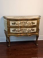 Front view of Italian Florentine 2-drawer dresser