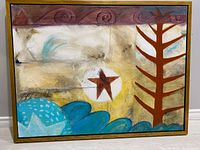 Full view of the original signed abstract painting by Suzanne Chairo.