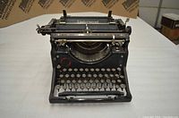 Front view of the Underwood typewriter showing keyboard layout and body condition.