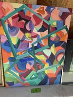 Colorful modern abstract painting with geometric shapes and vibrant colors