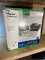 Box of Samsung Color Laser Multifunction Printer CLX-4195FW showing front image, brand and model info.