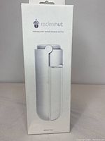 Box of Redminut Portable Pet Water Drinking Bottle showing branding and bottle image.