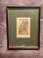 Full view of framed John 'Jack' Adams drawing showing overall condition and frame.