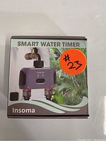 Front view of the Insoma smart water timer box, showing product image and branding.