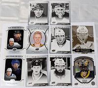 Lot of 10 Upper Deck Portraits hockey cards showcasing front faces of all cards laid out together.
