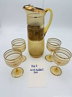 Pitcher and four glasses group view