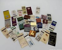 Overall view of all matchbooks and covers spread out