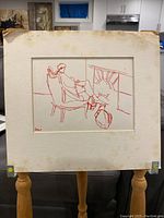 Front view of the entire framed signed vintage art print showing the full artwork and frame.