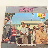 Front jacket of AC/DC Dirty Deeds Done Dirt Cheap LP