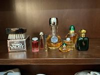 Wide shot of all nine items on shelf