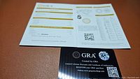Official GRA certificate of grading and authenticity for the 3ct moissanite.