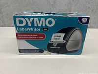 Closed box of Dymo LabelWriter 450 label printer showing the product image and branding on the front.