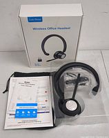 Link Dream BH60 Wireless Office Headset packaging box, headset in plastic insert, user manual and USB dongle visible.